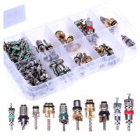 104Pcs Car Air Conditioner Valve Cores Assortment A/C AC Shrader Valve Core &amp; Tool R134 R12 HVAC Valves Kit