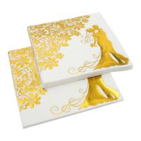 ◘ 100pcs Wedding Paper Napkins Sparkle Golden Bride Groom Table Napkins 33x33cm Two-Layers Home Hotel Wedding Party Table Decor