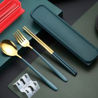 Pandeat (3in1) Stainless Steel Spoon set Cutlery Set Portable Utensil Korean Spoon Fork Chopsticks with box