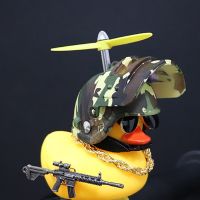 New Car Decor Helmet Duck Rubber Christmas Cute Yellow Duck Auto Dashboard Decoration Ornament with Swim Ring Childrens GiftsTH