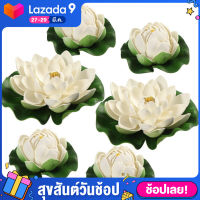 6 Xลอยพืชน้ำLilyดอกบัวประดิษฐ์LeafสระในสวนDecors