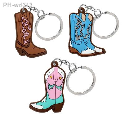 1PCS PVC Cute Keychain New Arrival Cowboy Boots Wholesale Custom Key Chain Anime Accessories Handbag Pendant Kids Toys Keyholder