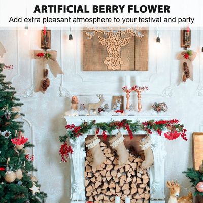 320 Artificial Frosted Red Holly Berries Mini Christmas Fruit Berry Flower for Christmas Tree Decoration Garland Making