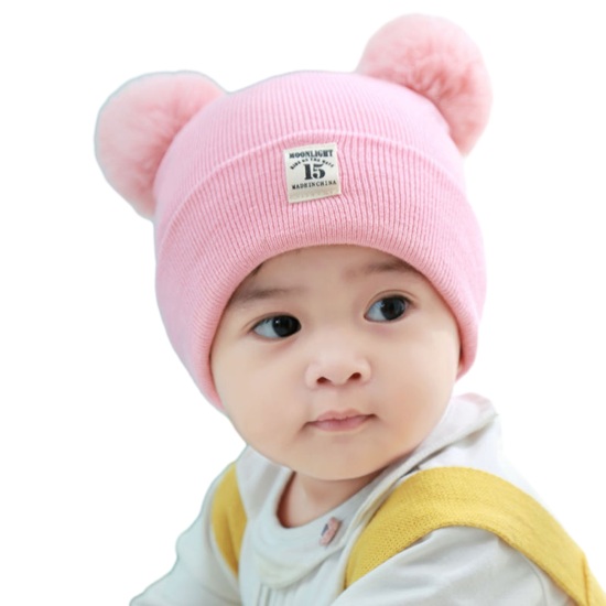 Baby beanie hat baby knitting beanie adorable winter baby knitted hat with - ảnh sản phẩm 4
