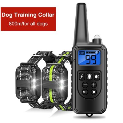 ปลอกคอฝึกหัดสุนัขไฟฟ้ากันน้ำ800เมตรรีโมทคอนโทรลแบบชาร์จไฟได้พร้อมเสียงการสั่นสะเทือนหน้าจอ LCD สำหรับทุกขนาด