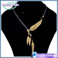 LUXURY GRADE 2PCS โบฮีเมียน ห่วงโซ่เชือก พู่พู่ห้อย จี้ขนนกใบไม้ Collares collares อุปกรณ์เสริมแฟชั่น พลอยเทียมเทียม สร้อยคอมีข้อความ สำหรับผู้หญิง