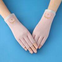 Fingerless Anti-UV Kawaii Gloves Women Elegant Summer Thin Driving Cotton Lady Glove Cycling Breathable Manicure Fashion Flowers