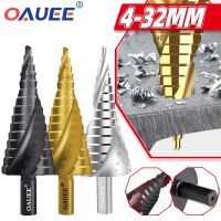 1Pc 4-32mm HSS Spiral Grooved Titanium Coated Step Drill Bit High Speed Steel Metal Wood Hole Cutter Cone Drilling Tool