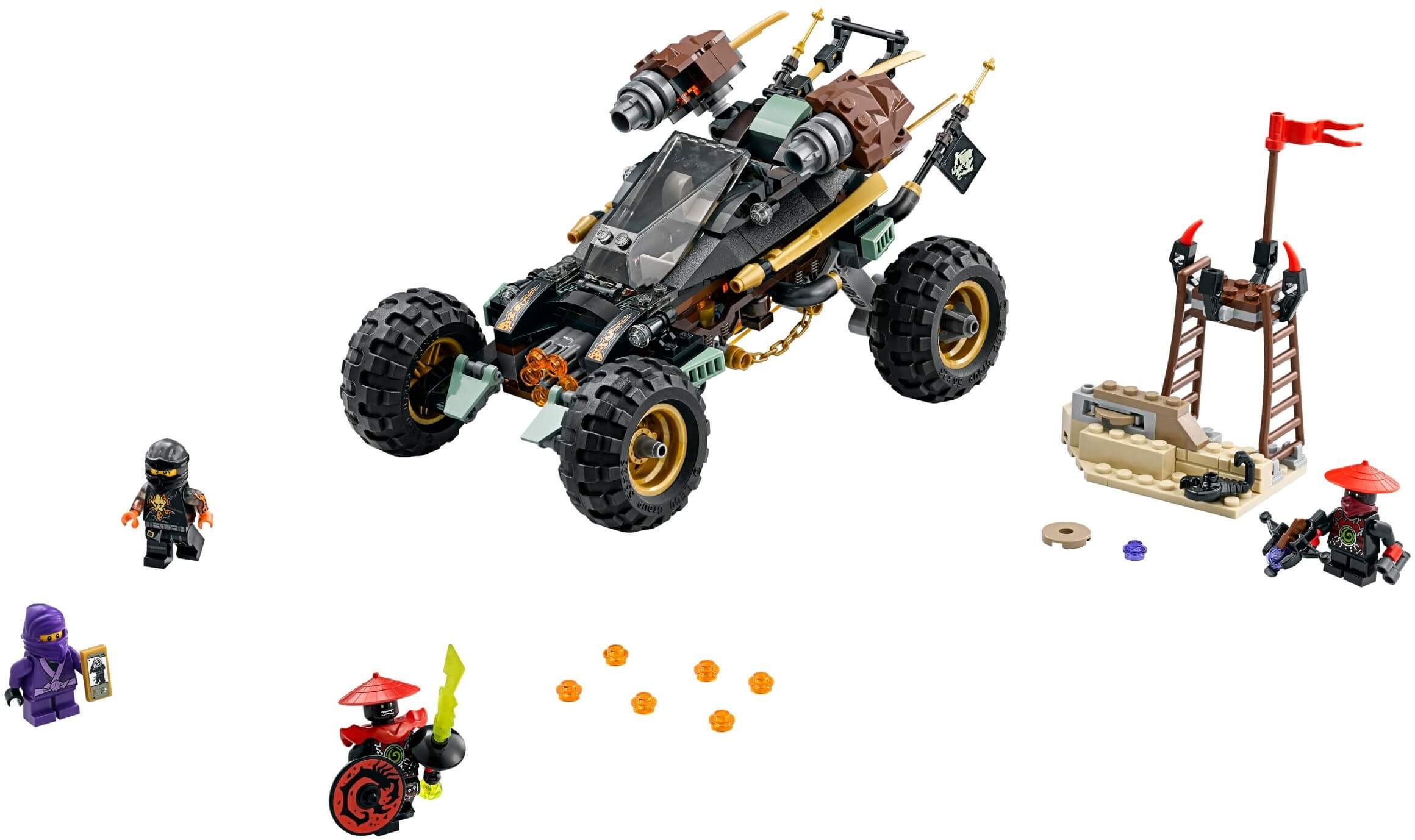Details about   Lego Ninjago Minifigure Cole RX Ninja From Set 70589 Minifig Rock Roader Bolt