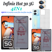 (4in1) สำหรับ Infinix ฟิล์มกระจกเทมเปอร์กันแอบดู30 5G Infinix Hot 30i Infinix Hot 30 Play Infinix 30 Play Nfc2PCS ฟิล์มปกป้องหน้าจอกระจกเทมเปอร์แบบเต็มหน้าจอ + ฟิล์มด้านหลัง + ฟิล์มเลนส์