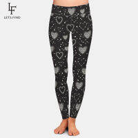 LETSFIND ขายดี Leggings รูปหัวใจกลุ่มดาวพิมพ์เอวสูงฟิตเนสเลคกิ้งยืดหยุ่นสูงผู้หญิงกางเกง