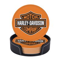 ที่รองแก้วหนังกลม Harley Davidsons (6ชิ้น) กันรอยเปื้อนและกันลวกเหมาะสำหรับร้านอาหารห้องครัวสำนักงานฯลฯ