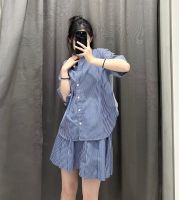 Uniqlo Sanlitun designer collaboration womens casual shirt short-sleeved loose college style shirt summer 458622