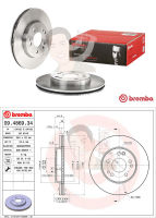 09 4869 34 จานเบรค ล้อ F (ยี่ห้อ BREMBO) รุ่น Std Benz W124 E/CE 200-300 ปี1989-1997