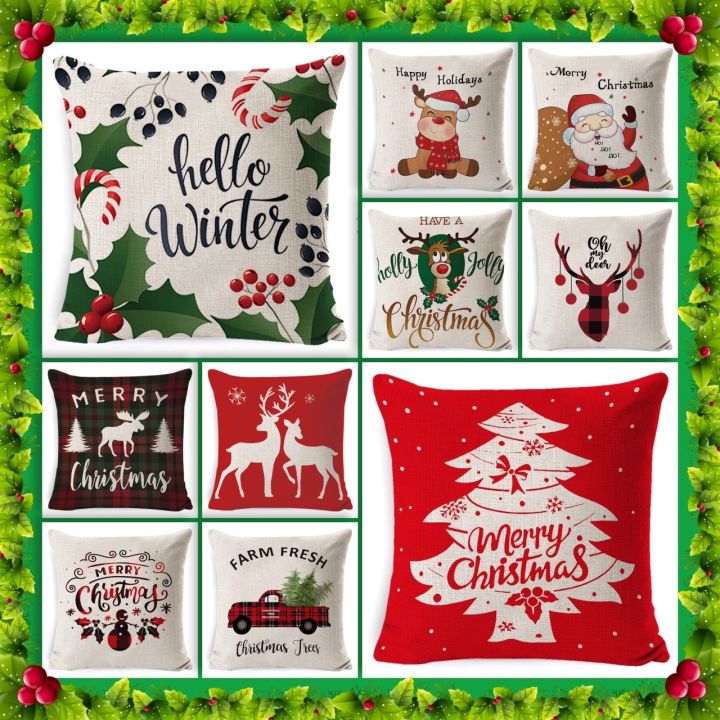 merry-christmas-ปลอกหมอน-ไม่รวมหมอน-ขนาด-45-x-45-cm-คริสต์มาส-pillow-cushion-case-ปลอกหมอนอิง-หมอนรองคอ-หมอนอิง