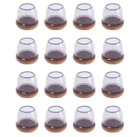 16Pcs Clear Silicone Chair Leg Floor Protectors with Wrapped Felt, Small Chair Leg Caps