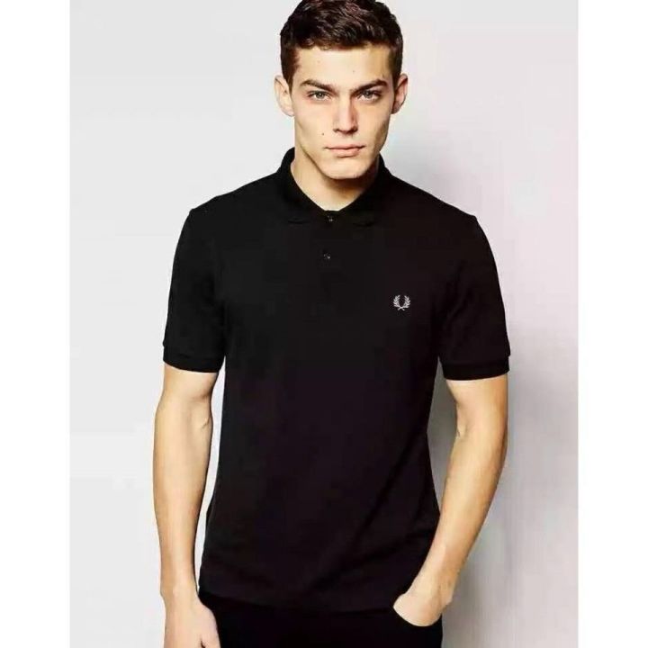 fred-perry-fred-perry-เสื้อยืดลายหูข้าวสาลีปักปกเสื้อแขนสั้นผู้ชายเสื้อโปโลธุรกิจลำลองแฟชั่นของผู้ชาย