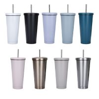 Straw Water Bottle Coffee Thermal Cup Drinking Warm-Keeping School