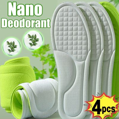 4pcs Memory Foam Orthopedic Insoles Shoe Pads Men Women Nano Antibacterial Deodorization Insole Sweat Absorption Running Cushion Shoes Accessories