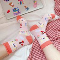 Women Cartoon Socks Funny Cotton Cute Bears Rabbits Girls Crew Socks Korean Ladies Stokin Ready Stock