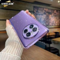 KISSCASE เคสโทรศัพท์โปร่งใสสีชมพูดาวบางเฉียบหรูหราสำหรับ Huawei Mate 30 40 50 Pro เคสพีซีแบบหนาฝาครอบกันกระแทกสำหรับ Huawei P40 P50เคสฝาหลังโทรศัพท์