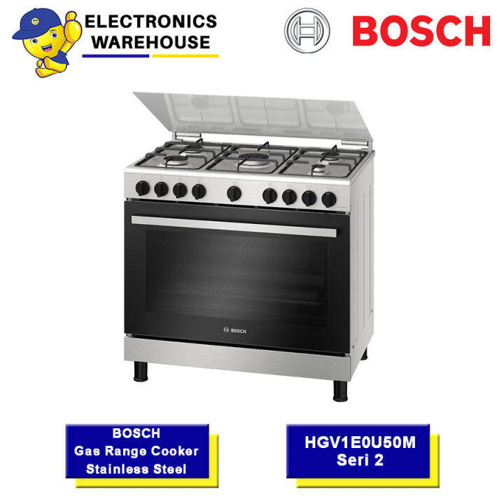 BOSCH Gas Range Cooker HGV1E0U50M Stainless Steel Serie 2 *Khusus