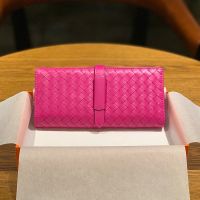 2023 New★ Woven Wallet Womens Long Section Small Exquisite High-end Multi-Function Two-fold Drawstring Leather Card Holder Photo Holder Trendy