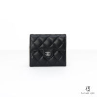 NEW CHANEL TRI FOLD WALLET SHORT BLACK CAVIAR SHW