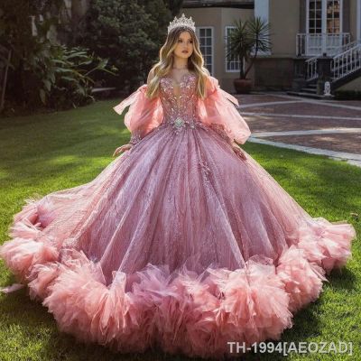 ☜ AEOZAD Vestidos Quinceanera vestido rosa de baile aniversário 15 anos 2023