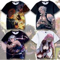 Gp1 เสื้อยืดแขนสั้นลําลอง พิมพ์ลายอนิเมะ Demon Slayer Kimetsu no Yaiba 3D ทรงหลวม สําหรับผู้ชาย และผู้หญิง PG1