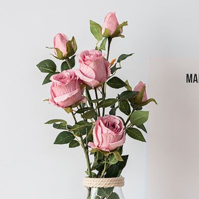 [AYIQ Flower Shop] 69เซนติเมตรสาขายาวยุโรปที่มีคุณภาพสูงดอกไม้ประดิษฐ์กุหลาบ2หัวผ้าไหมตกแต่งบ้าน DIY ดอกไม้ปลอมหน่อตกแต่งงานแต่งงาน