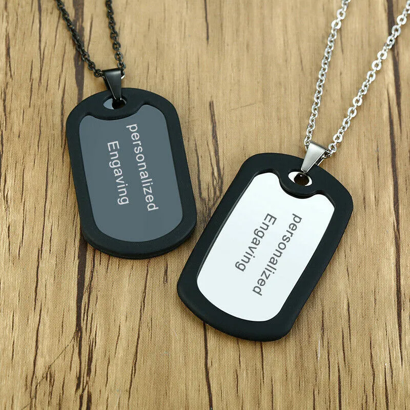 Vnox Free Customized Personalized Engrave Id Name Dog Tag Silicone Silencer Men  Necklace Pendant Dad Son Gift | Lazada Ph