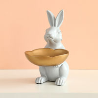 Resin Rabbit Statue Decoration Trays Home Office Accessories Storage Box Key Tray Plate For Jewelry Modern Home Decor