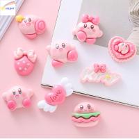 HILBAT 10pcs กิ๊บติดผม DIY เครื่องประดับเรซิ่นรูปดาวเคอร์บี้ รักในความรัก สีชมพูอมชมพู สติกเกอร์เรซิ่น DIY สติกเกอร์ขวดโทรศัพท์ สัตว์การ์ตูน อุปกรณ์เรซิ่น DIY เครื่องประดับทำมือ