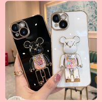 เคสโทรศัพท์แฟชั่นสีทึบพร้อมที่จับสำหรับ iPhone หมีเศร้า15 Pro 15 Pro 15 Plus 14 Pro Max 14 Pro 14 Plus 13 Pro Max 12 Pro Max 11 Pro Max 2023ใหม่ปลอกโทรศัพท์มือถือนุ่มในสต๊อก