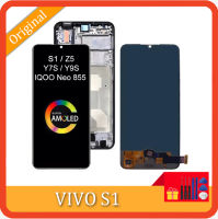 6.53 "ต้นฉบับ AMOLED สำหรับ VIVO S1 Helio P65 1907ชิ้นส่วนประกอบดิจิไทเซอร์จอสำรองสัมผัสหน้าจอ LCD V1907