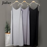 【CC】Jielur Sexy V-neck Womens dress Sleeveless Spaghetti Strap Dress Spring Summer Bottoming Female Black Gray Dresses Vestido