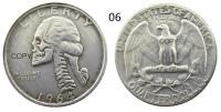 【Big-promotion】 Hello Seoul W(06)Hobo Creative 1964D Washington Quarter Dollars Skull Zombie Skeleton มือแกะสลัก Copy Coins