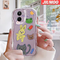 เคส JIUMOO สำหรับ Realme 10เคสรูปหมีแมวการ์ตูนลายกบดีไซน์ใหม่เนื้อครีมกันกระแทกแบบใสนิ่มขอบคลื่นฝาครอบป้องกันง่ายอ่อนโยน