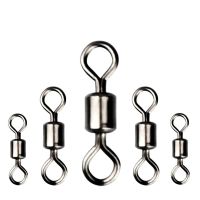 50pcs Heavy Duty Ball Bearing Barrel Fishing Rolling Swivel Stainless Steel Connector Solid Ring Fishing Tackle