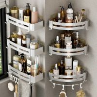 Shelves Rack Shower Wall Shampoo Organizer No Storage Bathroom Rack Aluminum Mounted Drill Corner Space Shelf Kitchen