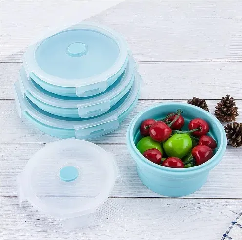 Silicone Lunch box Collapsible Bowls Food Storage Containers With Leakproof  Lid 1pc or 4Pieces/SET