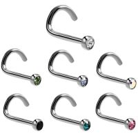 12pcs/lot Stainless Steel CZ Nose Screw Rings Piercing Nez Nose Stud Piercing Nostril Earring Sexy Girls Body Jewelry 20g&amp;18g Body jewellery