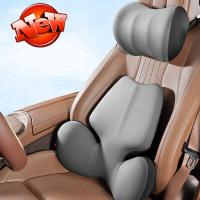 Car Seat Cushion Headrest Lumbar Support Neck Pillow Rest Memory Foam Car Seat Office Waist Pad Car Travel Interior Accessories Seat Cushions