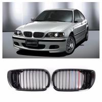 ด้านหน้าเงาสีดำ M-สีไตกระจังย่างสำหรับ BMW E46 4D 3 Series 2002-2006 รถจัดแต่งทรงผมอุปกรณ์เสริมในรถยนต์กันชน