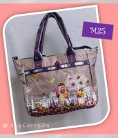 กระเป๋าแบรนด์ MiniGirl Fashion Bags รุ่น M35 ทรง Tote ขนาด 9 นิ้ว สีม่วง ลายดอกไม้ กระเป๋าถือ สะพายข้าง ครอสบอดี้ มีสายยาวสามารถปรับได้