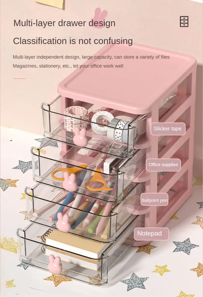 Multi Layers Rabbit Handle Storage Box, Cute Multifunctional