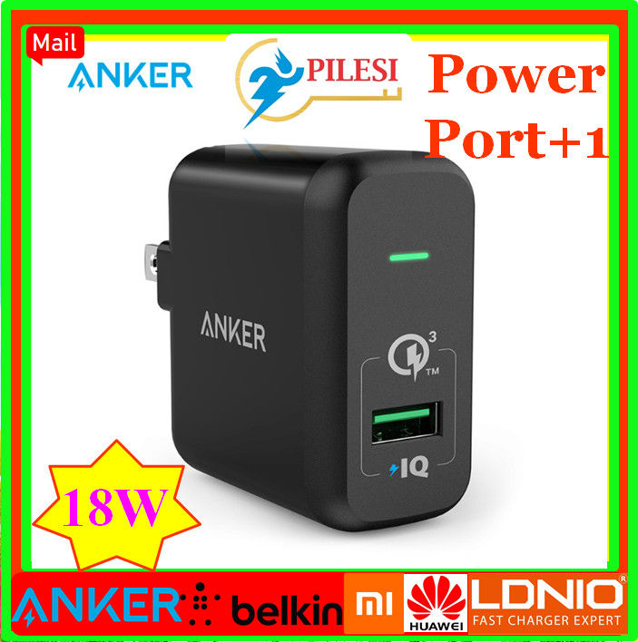 Củ Sạc nhanh Anker Quick Charge , Anker 18W USB Wall Charger (Quick  Charge  Compatible) PowerPort+ 1 Pilesi 