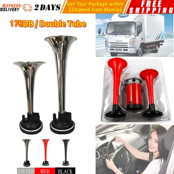 12V/24V 500DB Dual Trumpet Electric Horn Loud Chrome Air Horn Speaker Kit  with Air Compressor