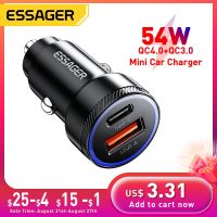 Essager 54W ที่ชาร์จแบตในรถ USB 5A ชาร์จอย่างรวดเร็ว QC 3.0 PD 3.0 SCP AFC USB Type C เครื่องชาร์จโทรศัพท์ในรถสำหรับ